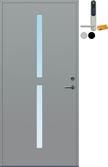 Ytterdør Bygg1 Forus 03 Klarglass med Yale Entrus BxH: 110x210 cm, Venstre, NCS S-3502-B, Lys Grå, Yale Sølv Ytterdør Bygg1 Forus 03 Klarglass med Yale Entrus BxH: 110x210 cm, Venstre, NCS S-3502-B, Lys Grå, Yale Sølv