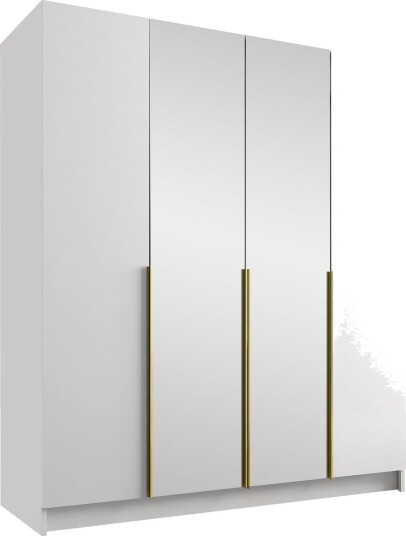 Vadstena Garderobe med Speil 200 cm - Hvit/Gull