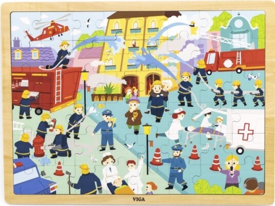 Viga Viga 44581 Puzzle On A Mat 48 Elements We Get To Know The Work Of A Firefighter