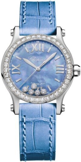 Chopard Dameklokke 278573 3010 Happy Sport Blå/Lær Ø30 mm