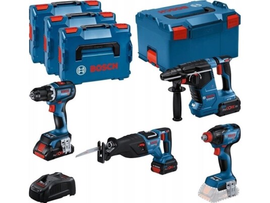 Bosch Akkusæt 18V GSR GDX GBH GSA Kombosett Bosch Akkusæt 18V GSR GDX GBH GSA Kombosett