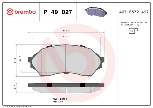 Bremseklosser BREMBO P 49 027 Bremseklosser BREMBO P 49 027