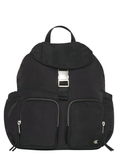 Flap Nylon Backpack Black Calvin Klein BLACK ONE SIZE