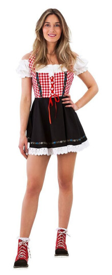 Hisab/Joker Oktoberfest Kjole Dirndl Rød/rutete