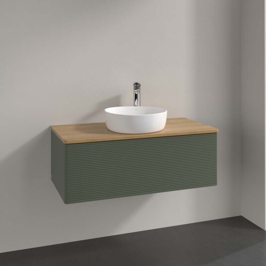 Villeroy & Boch Antao Servantskap med 1 skuff 100x50x36 cm u/lys Grønn Matt/Eik