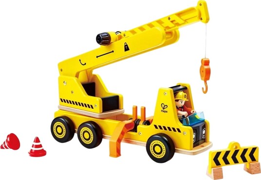 Hape Hape Mobile Crane & Construction Set Yellow ONE SIZE Hape Hape Mobile Crane & Construction Set Yellow ONE SIZE