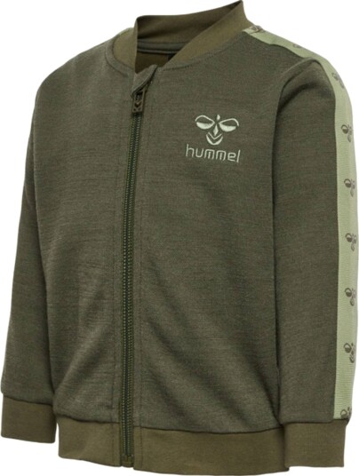 Hummel Wulbato ull/bomull zip jakke - olive night
