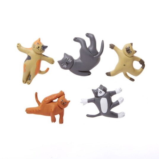 Kikkerland Katteyogamagneter - Håndmalte Kittens for Yogakatteelskere