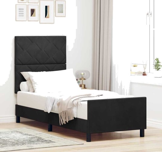 Sengesett Svart 80x200 cm Fløyel Sengesett Svart 80x200 cm Fløyel