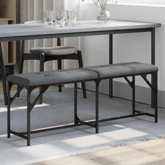 Spisebenk mørkegrå 124x32x45 cm stål og stoff 8721012164253