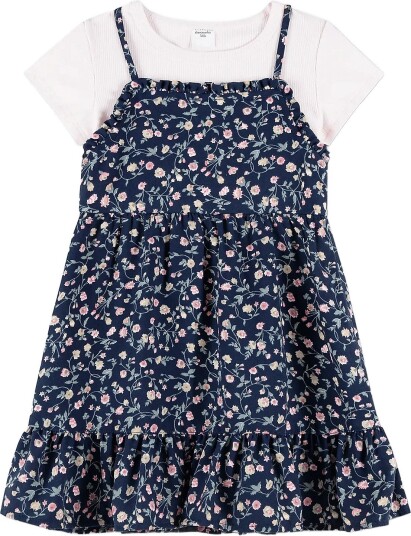 Abercrombie Kids Dr Dress NAVY PAINTED FLOWERS 104