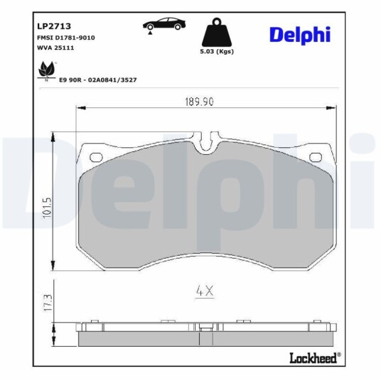Bremseklosser DELPHI LP2713 Bremseklosser DELPHI LP2713