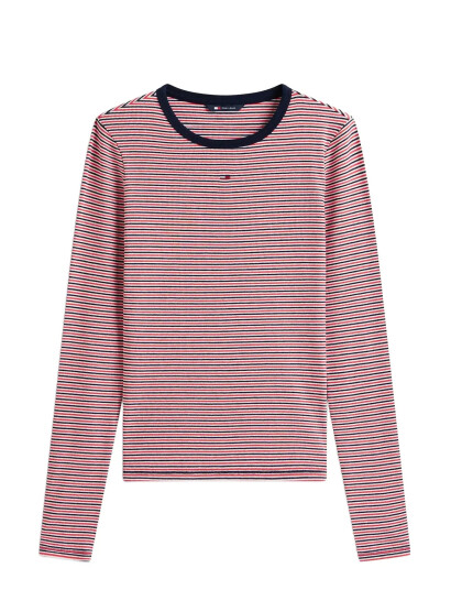 Tommy Jeans Tjw Slim Essential Rib Ls   Red   XL