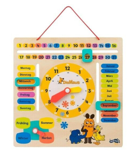 Small Foot Wooden Learning Board Watch Clock Mouse German language