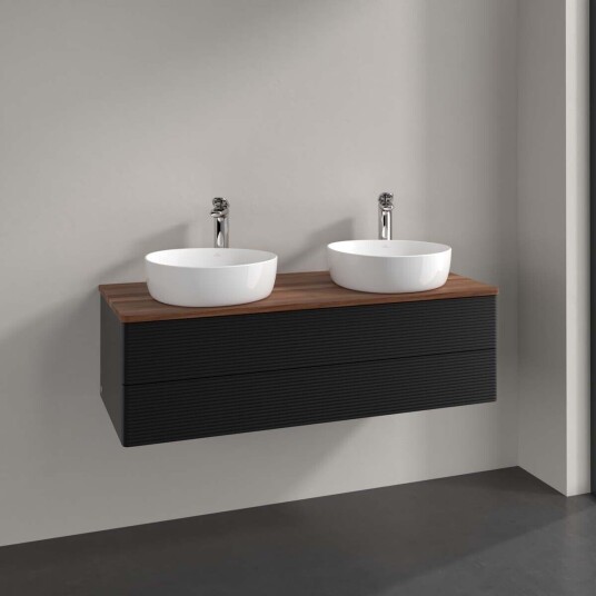 Villeroy & Boch Antao Servantskap med 2 skuffer 120x50x36 cm m/lys Sort Matt/Valnøtt