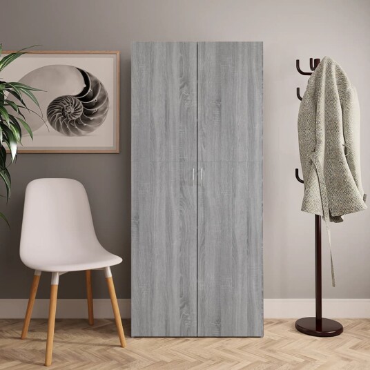 vidaXL Skoskap gr? sonoma 80x35,5x180 cm konstruert tre