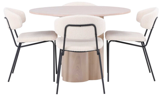Venture Design Olivia & Chico spisegruppe Hvit/whitewash 4 stoler & bord 110 cm