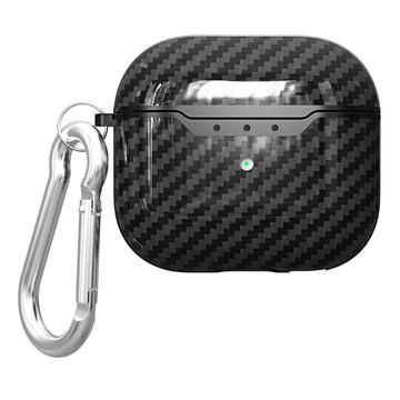 AirPods 4 TPU deksel med Karabinkroken Karbonfiber Svart AirPods 4 TPU deksel med Karabinkroken Karbonfiber Svart