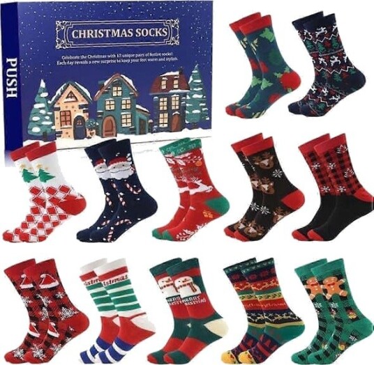 24 dagers nedtelling julestrømper menn 24 dagers julestrømper adventskalender blå
