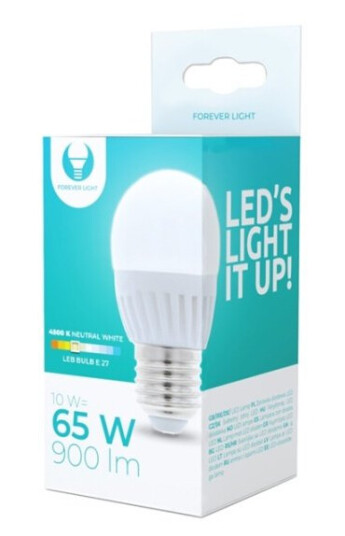 LED-lampe E27 G45 10W 230V 4500K keramisk hvit nøytral LED-lampe E27 G45 10W 230V 4500K keramisk hvit nøytral