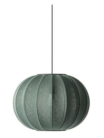 Made By Hand av Håndstrikket-hvitt Rundt Taklampe Ø45 Tweed Green