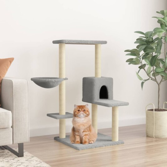 Vidaxl Kattetre Med Klorestolper I Sisal Lysegrå 95 cm
