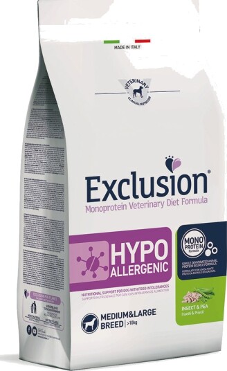 Exclusion Diet Tørrfôr Hypoallergenic Medium Large Med Insekter Og Erter 12 kg Exclusion Diet Tørrfôr Hypoallergenic Medium Large Med Insekter Og Erter 12 kg