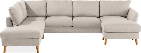 Trend 4 seters Venstrevendt U formet Sofa med Divan og Sjeselong i Stoff Beige