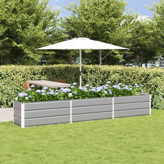 vidaXL Plantekassed Lysegrå 290 x 50 x 45 cm Galvanisert Stål
