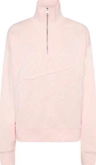 Maison Kitsune Kitsune Varsity Half Zip Sweatshirt Pink XL