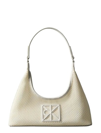 Calvin Klein Emblem Mesh Shoulder Bag Cream ONE SIZE