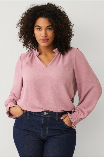 Ellos Plus Collection Bluse med v formet utringning Rosa