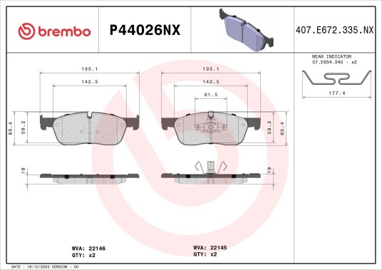 Bremseklosser BREMBO P44026NX Bremseklosser BREMBO P44026NX