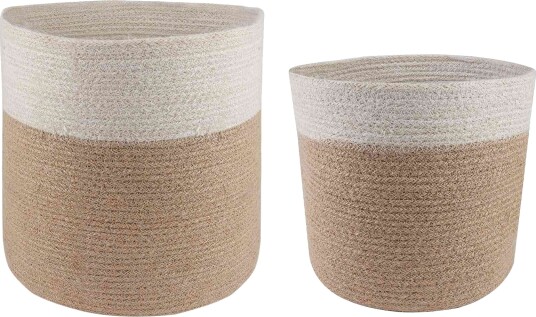 vidaXL Plantepotte Sett 2 pcs Naturlig og Hvit Ø 28 x 28 cm