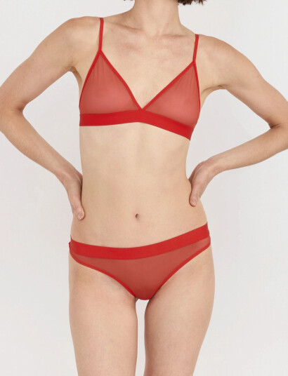 Organic Basics Mesh Triangle Bralette Red S Organic Basics Mesh Triangle Bralette Red S