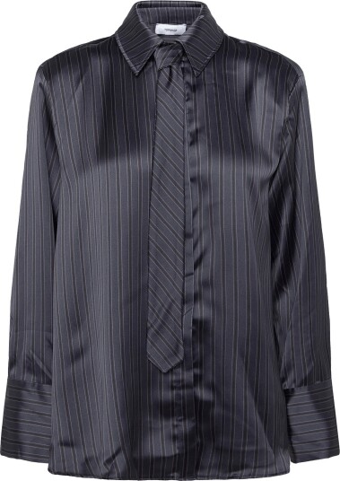 Topshop Tsdanila Ls Cinch Back Tie Shirt Wvn - CHARCOAL GRAY - 38