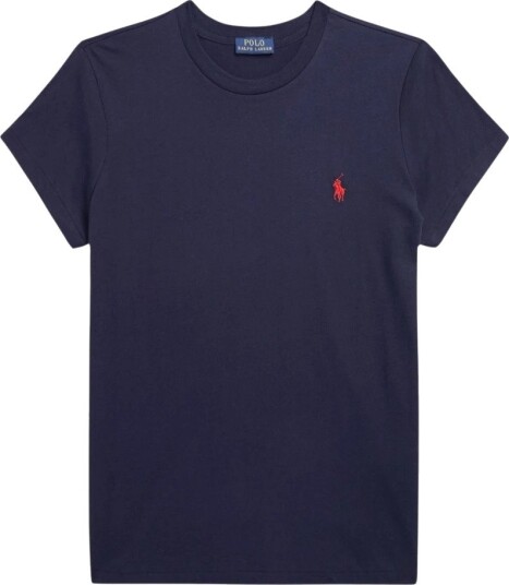 Polo Ralph Lauren Klassisk Marineblå T-skjorte i Bomullsjersey, L