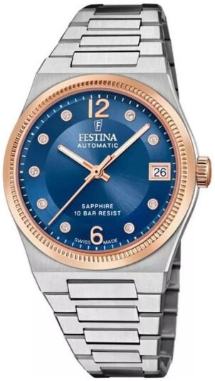 Festina Dameklokke F20031 2 Swiss Made Blå/Stål Ø35 mm Festina Dameklokke F20031 2 Swiss Made Blå/Stål Ø35 mm