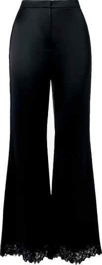 By Malina Bukser Marine Satin Lace Hem Trousers Svart