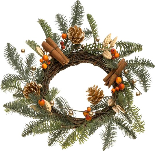 Julekrans med Kongler og Kanelstenger