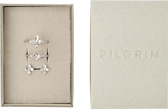 Pilgrim Sanine Gavesett med Sølvbelagte Ringer og Øredobber Pilgrim Sanine Gavesett med Sølvbelagte Ringer og Øredobber