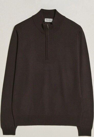 John Smedley Tapton Extra Fine Merino Half Zip Faulkner Brown
