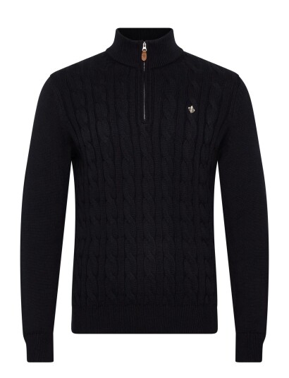 Morris Nathan Cable Half Zip   Navy   S