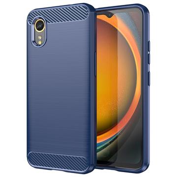 Samsung Galaxy Xcover7 Børstet TPU Deksel Karbonfiber Blå