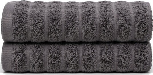 Borg Living Gjestehåndklær 2 stk. i 100% kjemmet bomull - Myke mørkegrå håndklær 30x50 cm fra