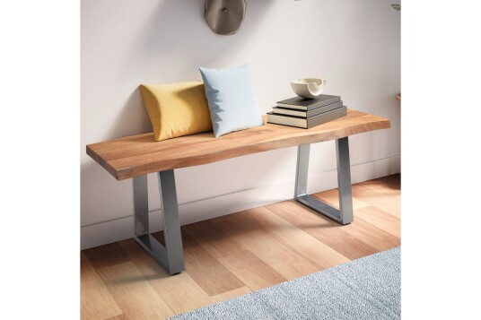 Garderobebenk Wohnling Solid Akasietre 120 cm Treetopp Hall Sølv rette løpere Sølv rette løpere