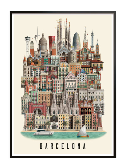 Martin Schwartz Barcelona Small Poster Multi/patterned A3