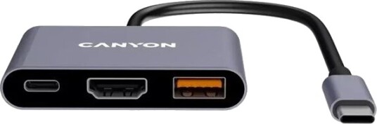 Canyon DS-4 3-i-1 USB-C-hub HDMI 4K Grå CNS-TDS4