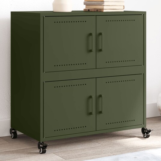 Skjenk olivengrønn 68,5x39x72 cm kaldvalset stål 8721102635373