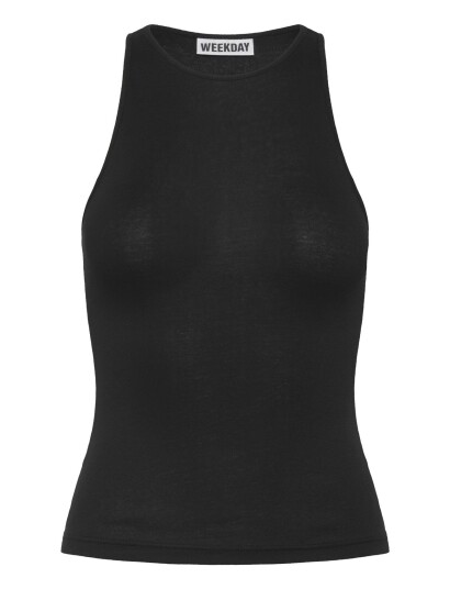 Weekday Fitted Cotton Jersey Tank Top Black XXS